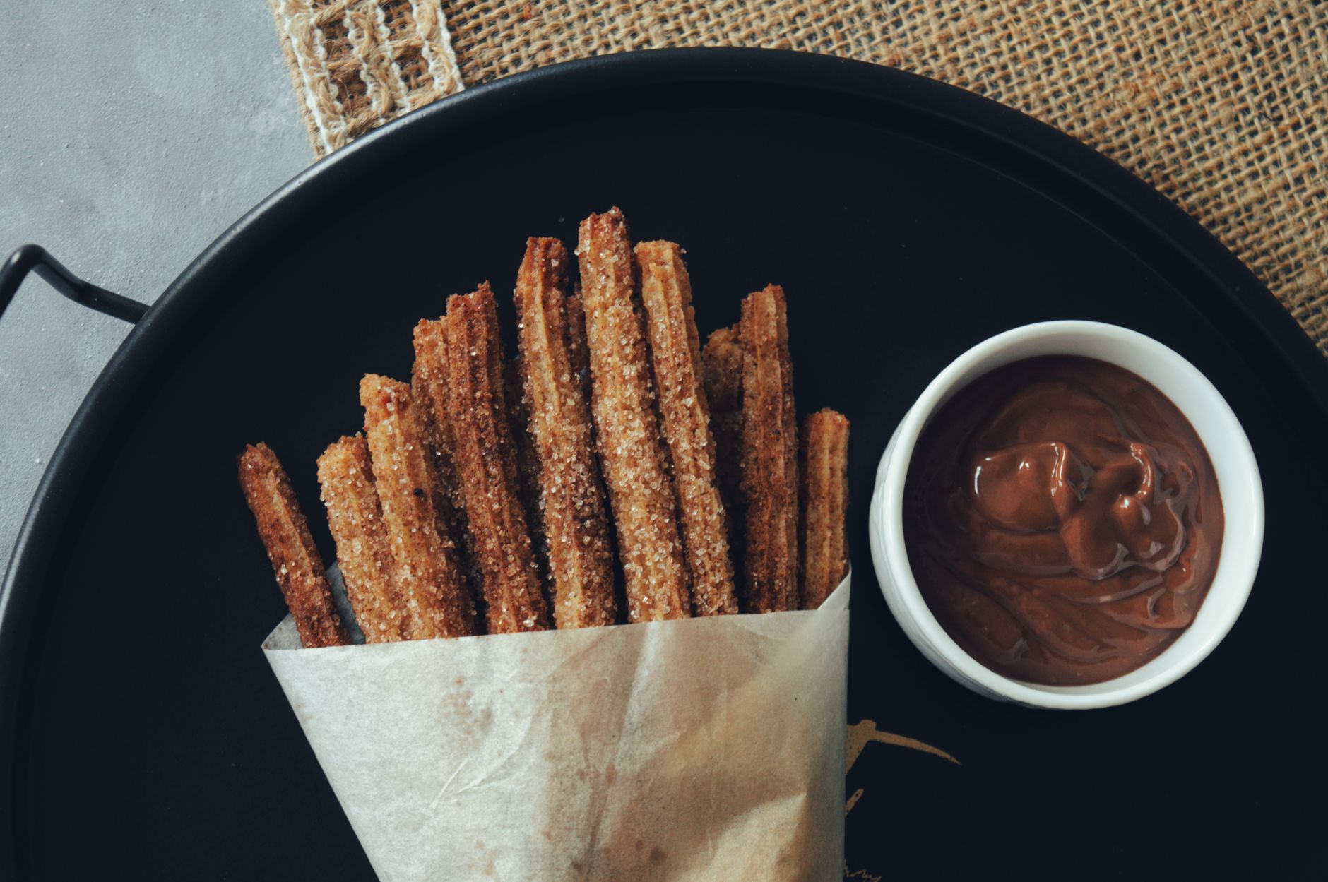 Crispy Spanish Churros with Thick Dark Chocolate Dip