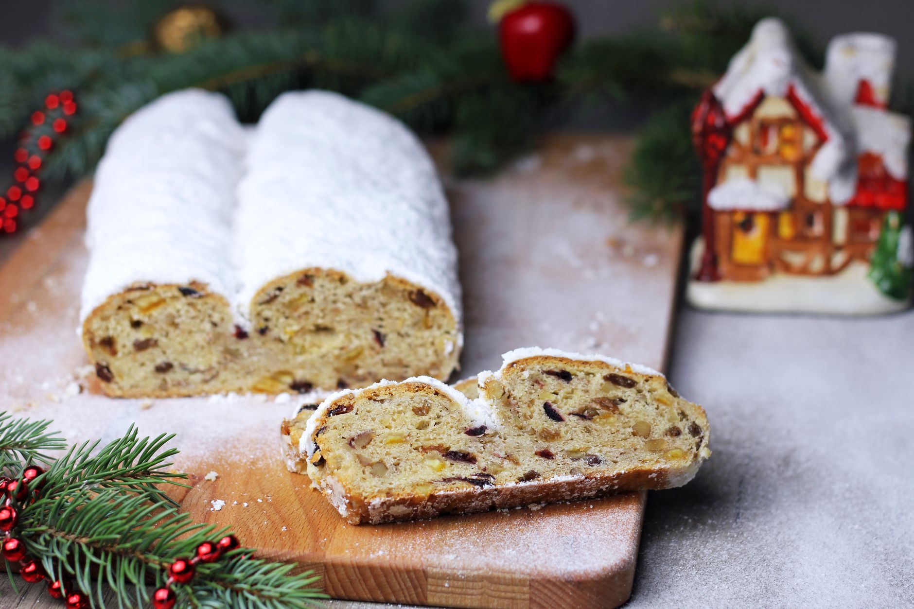 Traditional German Dresden Stollen with Marzipan