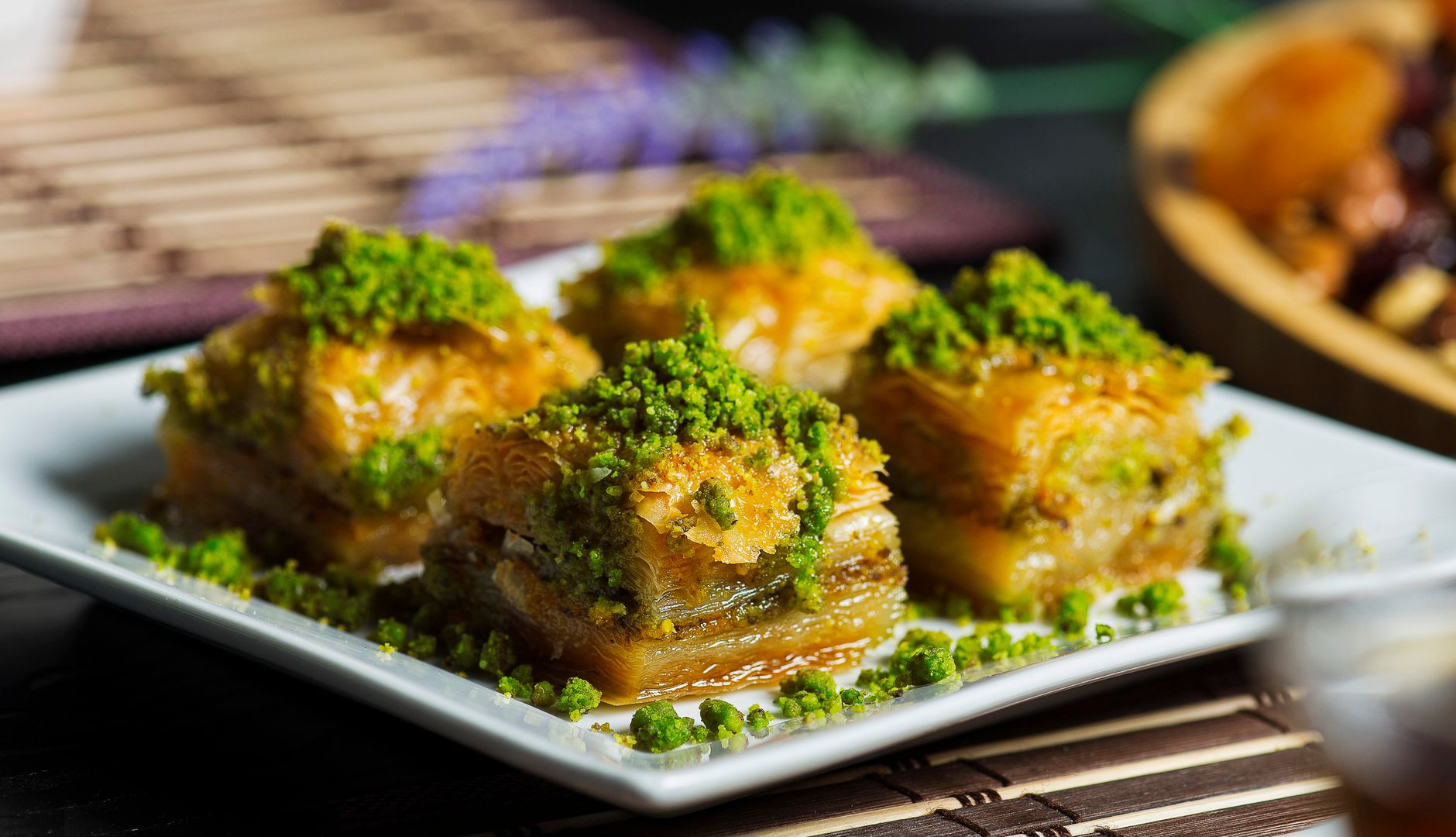 Authentic Turkish Pistachio Baklava with Honey Syrup