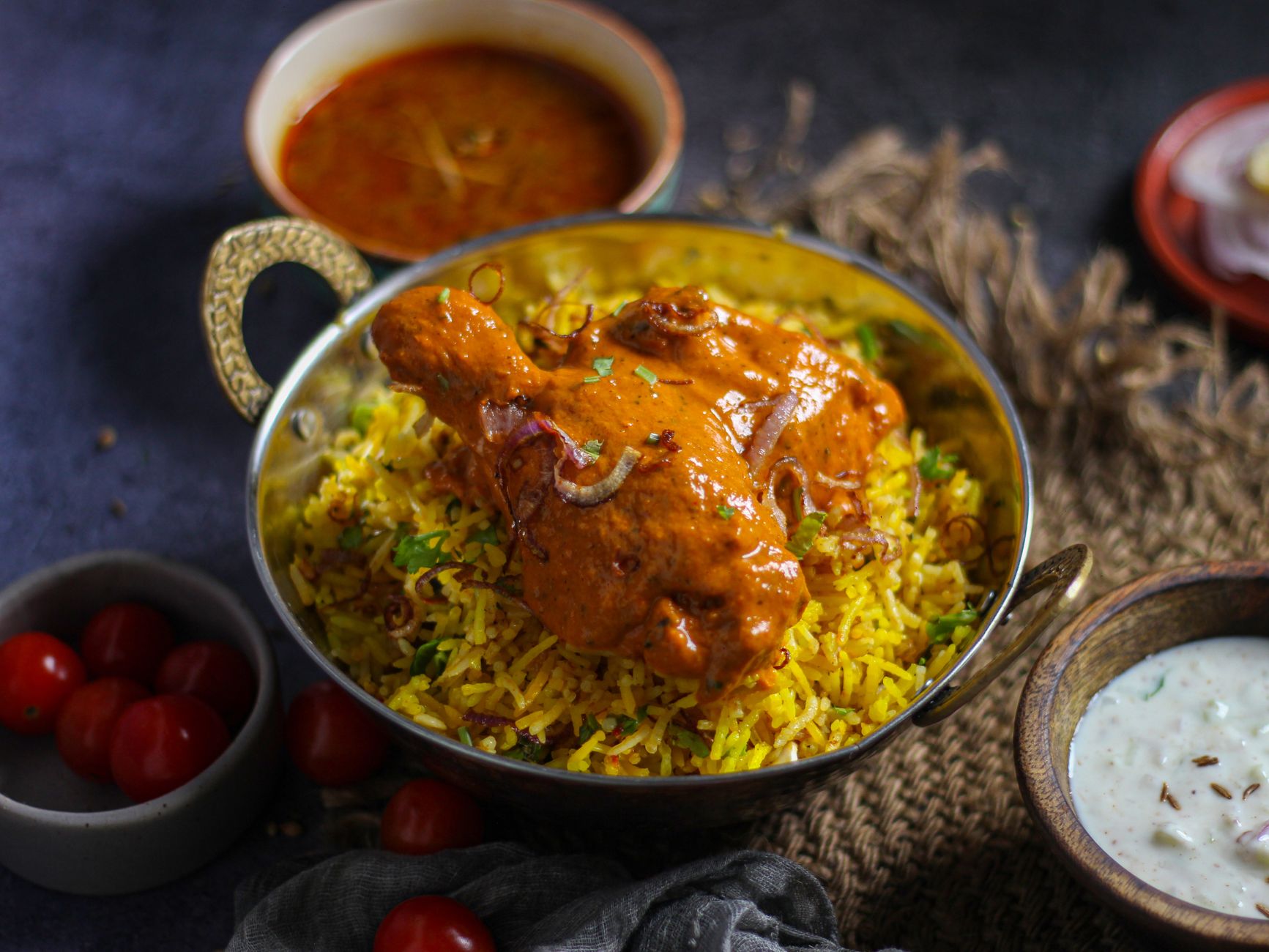 Authentic Hyderabadi Chicken Dum Biryani with Saffron Rice