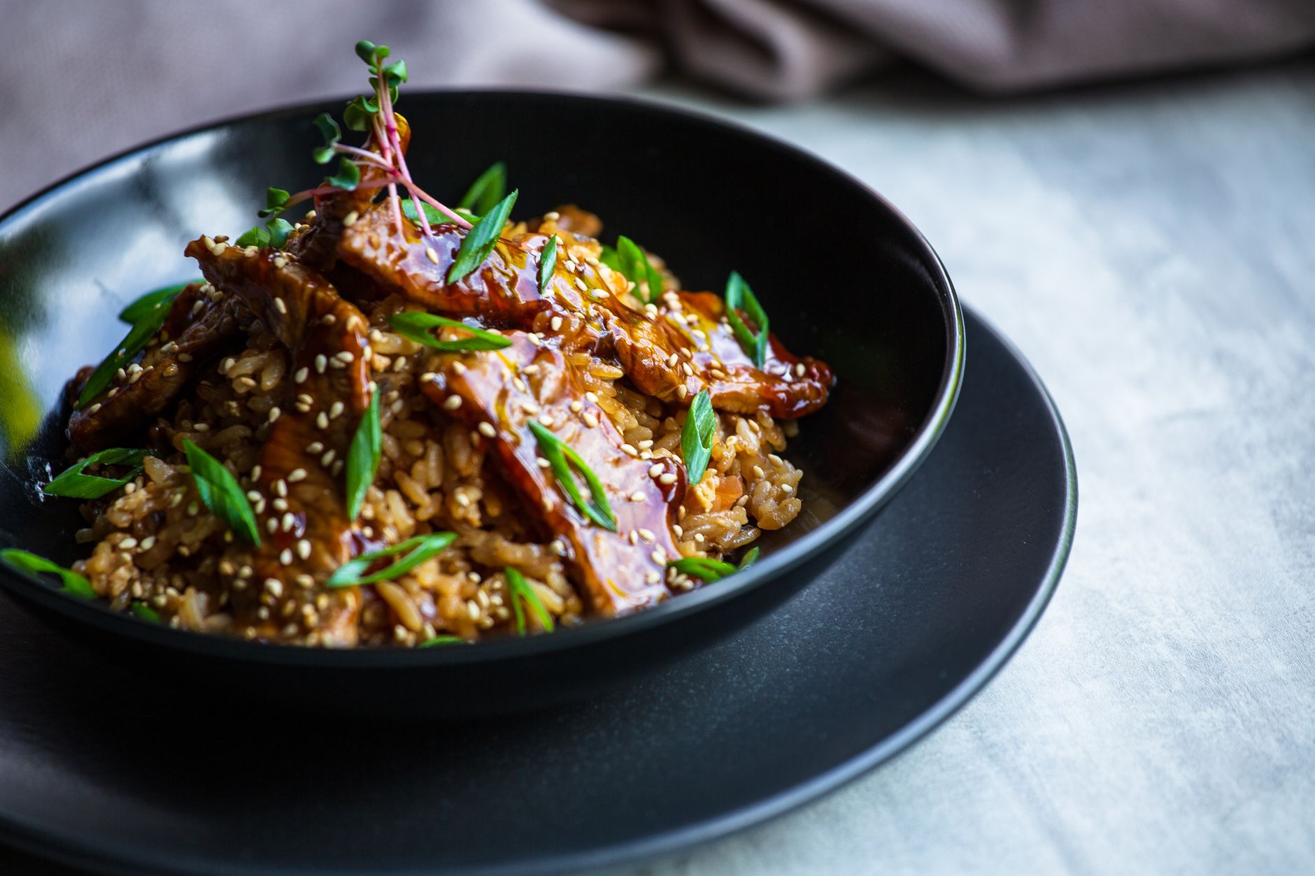 Glazed Pan-Seared Salmon Teriyaki with Sesame & Jasmine Rice