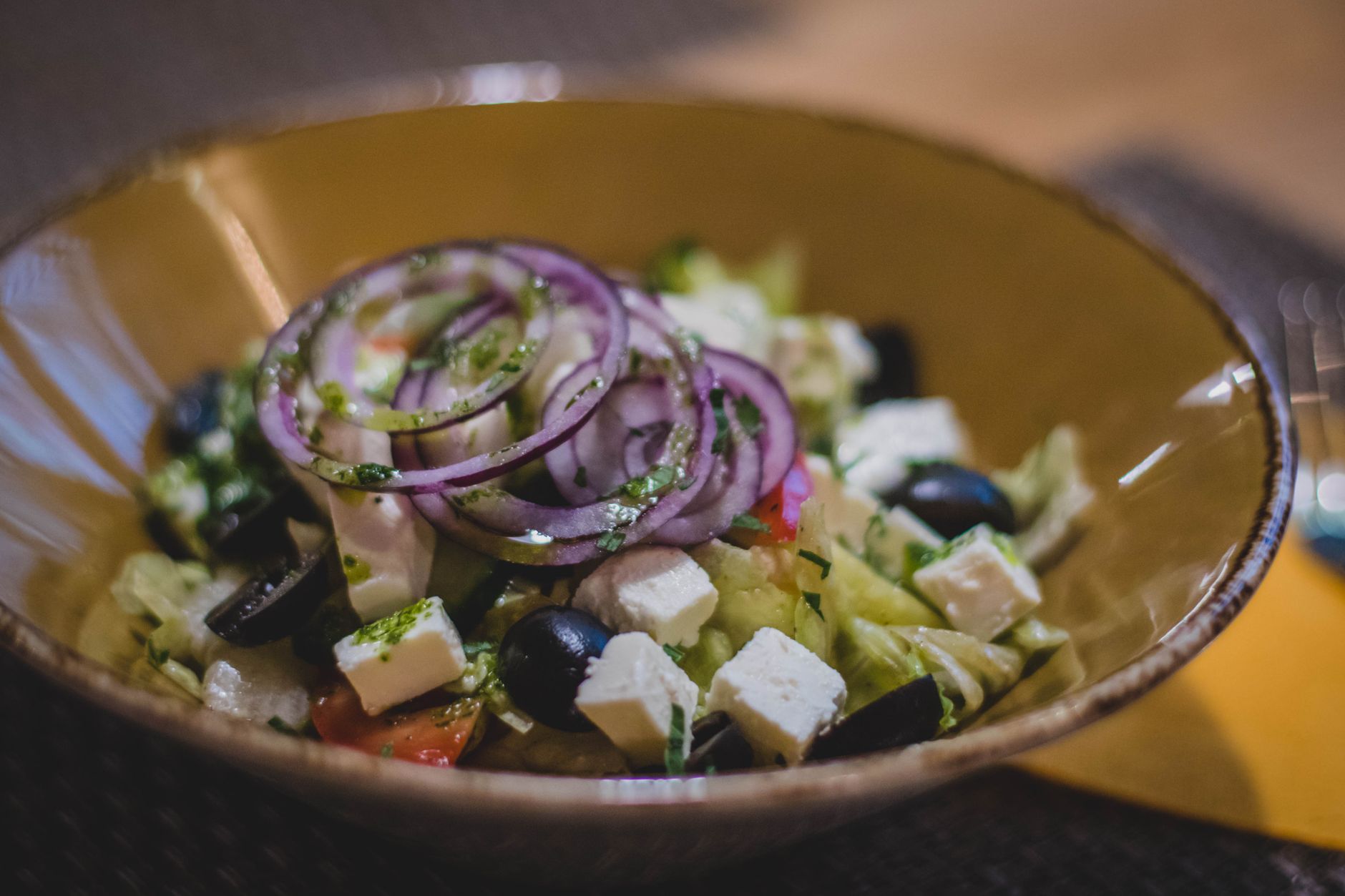 Authentic Greek Village Horiatiki Salad with Block Feta
