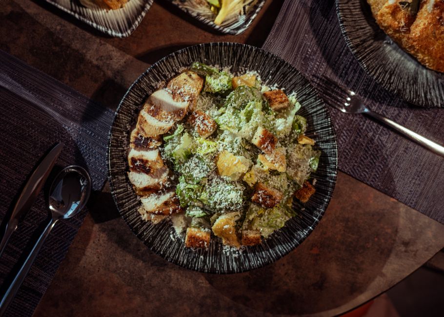 Classic Chicken Caesar Salad with Garlic Croutons