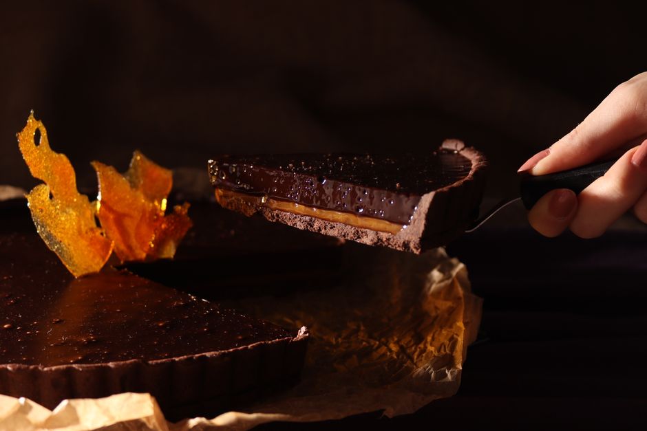 Dark Chocolate & Salted Caramel Tart